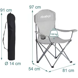 Relaxdays Campingstuhl 2er Set Grau/Silber