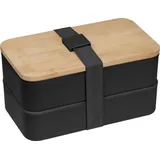 MacMa Große Brotdose / Lunchbox / 2-stöckig / mit Besteck / Farbe: schwarz
