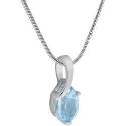 Zeeme Gemstones Halskette Silber 925 rhodiniert mit echtem Blautopas (beh.) 10x7mm