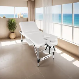 Tectake tectake® 3 Zonen Massageliege, Ko Tao, Tragetasche, Aluminiumgestellweiß