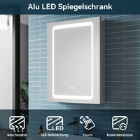 Alu Spiegelschrank Bad mit LED Beleuchtung Beschlagfrei Badschrank Steckdose 50