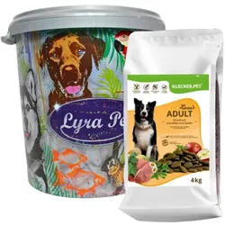 4 kg Lecker.Pet® Luna's Adult Strauß mit Kartoffel & Apfel Hunde Trockenfutter Vollnahrung in 30 L Tonne