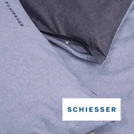 SCHIESSER Doubleface Renforcé blau 155 x 200 cm + 80 x 80 cm