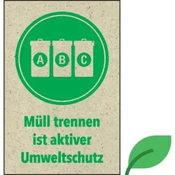 Hinweisschild Müll trennen ist aktiver Umweltschutz,KRO,Graspapier,200x300mm
