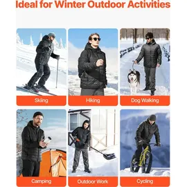 Vevor Beheizbare Jacke für Herren mit 7,4-V-Akku, Softshell-Elektroheizmantel, winddichte, leichte Oberbekleidung mit 6 Heizzonen & 3 Heizstufen für Wanderungen, Arbeiten im Freien, schwarz,L