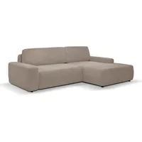 WERK2 Ecksofa »Bully L-Form«, Curvy Trend Ecksofa mit Schlaffunktion in weichem Cord, grau