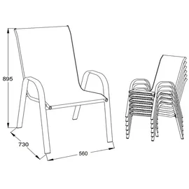 Möbel Kraft Gartenstuhl 56 x 73 x 89 cm grau 6 St.