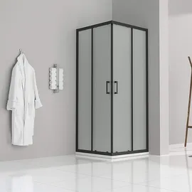 iflair DANIELLE Eckdusche mit Schiebetür rechts 80 x 90 cm Schwarz Sicherheitsglas DK79