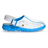Abeba 37312 ESD Arbeitsschuhe Dynamic Clogs weiß blau mit ESD-Kennzeichnung in Größe 44