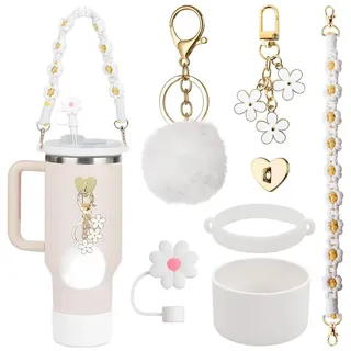 Stanley Cup Zubehör Set,Stanley Becher Zubehör,Stanley Cup Accessories,Wasserflasche Griff Riemen,Siliocne Stanley Cup Stiefel,Stanley Cup Strohhalm Abdeckung,für 1,2l und 850 ml Stanley Cup