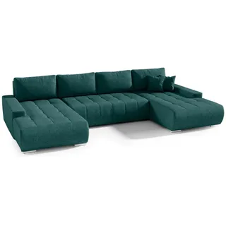 FEDVE Ecksofa Big Sofa mit Schlaffunktion DHAKA U Form Couch Sofagarnitur - Grün