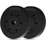 wuuhoo® Zement Hantelscheiben Mike 30/35mm, Langhantelgewichte Set 20kg - 30kg, beschichtet in Schwarz, 1,25, 2,5, 5, 10 kg, Zement Kunststoff Gewichtscheiben Set 6-20kg
