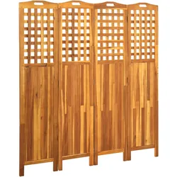 vidaXL 4-teiliger Raumteiler 161x2x170 cm Akazie Massivholz