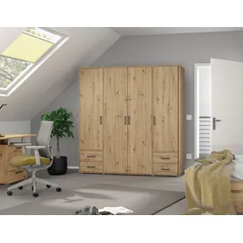 Rauch Drehtürenschrank VOYAGER 187 x 194 x 53 cm Braun/Grau