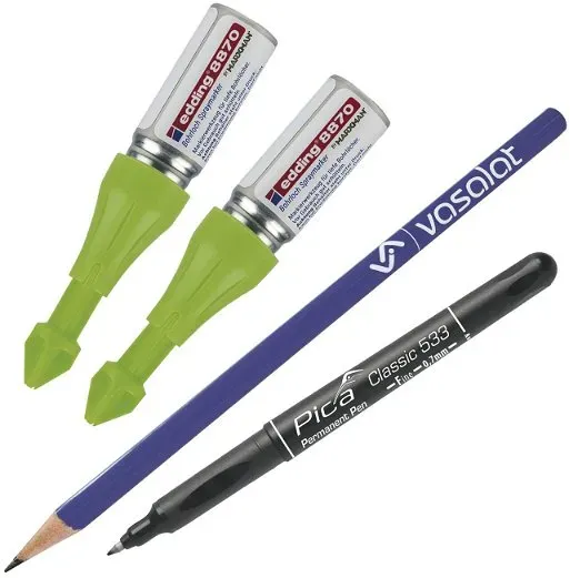 Tieflochmarker Spray grün - 2x Bohrlochmarker für deutlich sichtbare Markierungen, bis zu 250 Bohrlöcher + Permanent Pen Fine schwarz