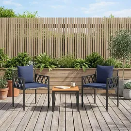 vidaXL Gartenmöbel-Set 3 Stk. Grau und Marineblau Poly-Rattan