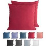 Komfortec 100% Baumwolle Kissenbezüge 2er Set 80x80 cm, Superweicher Premium Jersey Kopfkissenbezug 150 g/m2, Kissenhülle, Aurora Rot