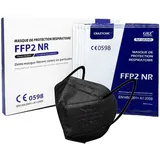 CRAZYCHIC - 10 Stück FFP2 Maske Schwarz Atemschutzmaske - CE EN 149 Schutzmaske 5 Lagen - Staubschutzmaske Mundschutzmaske - Hohe Filtration Maske Hygienisch Einzelverpackt