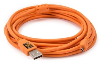 Tether Tools TetherPro USB-Datenkabel für USB 2.0 Typ A an USB 2.0 Mini-B (8-Pin) - 4,6 Meter Länge orange