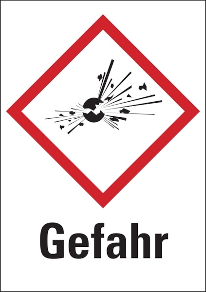 Aufkleber Gefahrstoffetiketten - Explodierende Bombe (GHS01) & Signalwort "Gefahr" - 105 x 148 mm Folie selbstklebend
