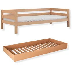 Kombiset Niki – Einzelbett mit Rollrost, mit Schubladenset oder Bettschublade, weiß oder natur