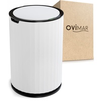 ovimar Sensor Badeimer Strib Weiss 7l Liter Rund Sensor Mülleimer Kosmetikeimer