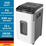 LMG Aktenvernichter Auto-Feed 350 Blatt P5 Mikro-Kreuzschnitt leise Büro Rollen