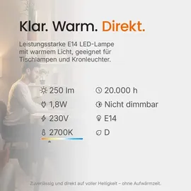 LEDVANCE LED-Kerzenlampe 4099854466298 1,8 W E14 warmweiß