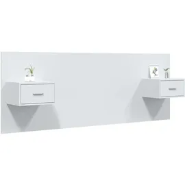 vidaXL Kopfteil mit Nachttischen Weiß Holzwerkstoff