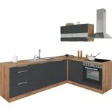 kochstation Winkelküche KS-Luhe L-Form 240 cm grau