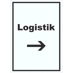 Logistik Schild mit Text und Richtungspfeil rechts Transport Versand hochkant A4 (210x297mm)