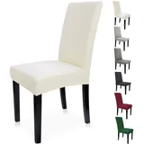 Zindoo Beige Stuhlhussen 6er Set Groß Stretch Stuhlbezug mit Unten Vorrichtungen, Abnehmbarer Waschbar Stuhl Hussen für Küche, Esszimmer, Hochzeit, Familiendekoration usw