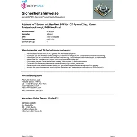 Adafruit IoT Button mit NeoPixel BFF für QT Py und Xiao, 12mm Tastendruckknopf, RGB NeoPixel