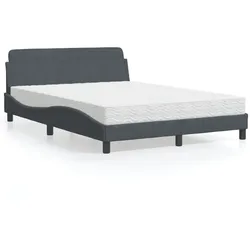 Bett mit Matratze – Dunkelgrau, 140x190 cm, Samt – Eleganz & Komfort für dein Schlafzimmer