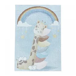 Zauberhafter Kinderteppich: Regenbogen & Giraffe Design   Rechteckig