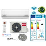 Split Klimaanlage nippon 12000BTU 3,5kW R32 WiFi Klimagerät mit 3m CU-Leitungen