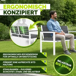 tillvex Gartenbank 3-4 Sitzer 300 x 60 x 91 cm Weiß