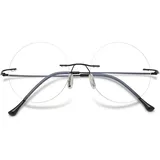 MAGIMODAC Runde Randlos Lesebrille Anti-Blaulicht Damen Leicht Rahmenlose Lesebrillen Herren Titan Computer-Lesebrille Schwarz +2.00 - 134 mm x 50 mm x 50 mm x 136 mm x 20 mm