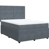 vidaXL Boxspringbett mit Matratze Dunkelgrau 140x200 cm Samt
