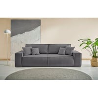 andas 3-Sitzer »FINNLEY Schlafsofa 257 cm, Schlaffunktion mit Bettkasten (200/136cm)«, in Aqua Clean-Bouclé, Struktur fein u. Cord, grau