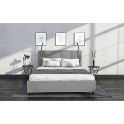 Polsterbett, grau, B:150cm L:210cm, Bezug Bett: Kunstleder 100% Polyurethan, Bonnell-Federkernmatratze: 51% Polypropylen, 39% Polyester, 10% Baumwolle, Bezug nicht abnehmbar, nicht waschbar, Kaltschaummatratze: 100% Polyester, Bezug abnehmbar und waschbar bis 60u00b0C, WESTFALIA SCHLAFKOMFORT, Betten, mit LED-Beleuchtung