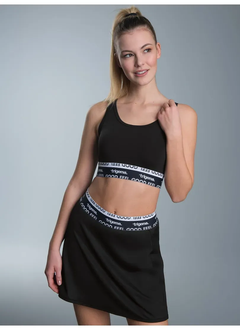 Sweater TRIGEMA "TRIGEMA Sport-Set aus Sport-Bustier und Skort", Damen, Gr. S, schwarz, 85% Polyester, 15% Elastan, sportlich, Sweatshirts