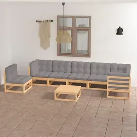 vidaXL 8-tlg. Loungeset mit Kissen grau