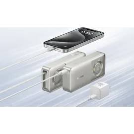 Baseus Free2Pull Powerbank mit Usb-c-anschluss und einziehbarem USB-C-Kabel - grau