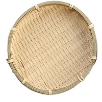 RIABXZ Rundes Bambus-Korb-Tablett, aus geflochtenem Bambusholz, Aufbewahrungskörbe, Aufbewahrungskörbe, Vintage, rund, natürlicher Bambus-Weidenkorb, Aufbewahrungskorb