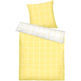 Tom Tailor Renforcé-Bettwäsche, 80x80 cm + 135x200 cm, 100% Baumwolle/ Renforcé, mit Wendemotiv und farbigem Markenreißverschluss, LARGE CHECK Gelb, Weiß (Light Lemon & Crisp White)