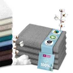Set Handtücher Baumwolle Plain Design - Farbe: Grau, Größe: 70x140