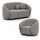 s-style möbel Polstergarnitur 2+1 Roundi, Bouclé, Luxus & Moderne Kollektion, Sofa mit Sessel grau