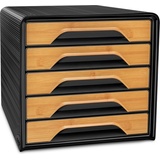 CEP Schubladenbox Smoove schwarz/Bambus 1071115301, DIN A4 mit 5 Schubladen