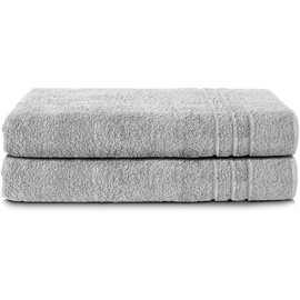 Komfortec 2er Saunatuch Set 80x200 cm aus 100% Baumwolle, XXL-Saunatücher, Sauna Handtuch, Weich, Groß, Frottee, Schnelltrocknend, Silber Grau